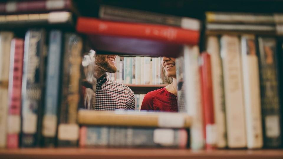 Shelves of books in a library